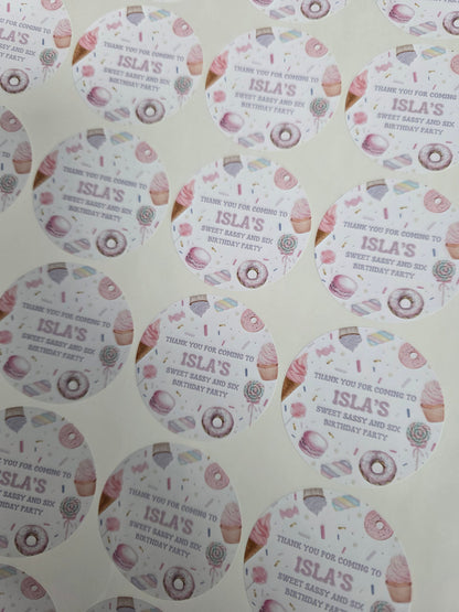 Sweet Candy Stickers | Various Sizes | Sweet Candy Party Supplies | Sweet Candy Theme Party - Dinky Designs