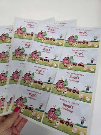 Rectangle Stickers | Party Stickers | Farm Animal Party Stickers | Party Bag Stickers
