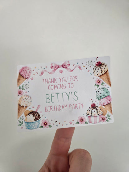 Rectangle Stickers | Ice Cream Party Stickers | Party Bag Stickers