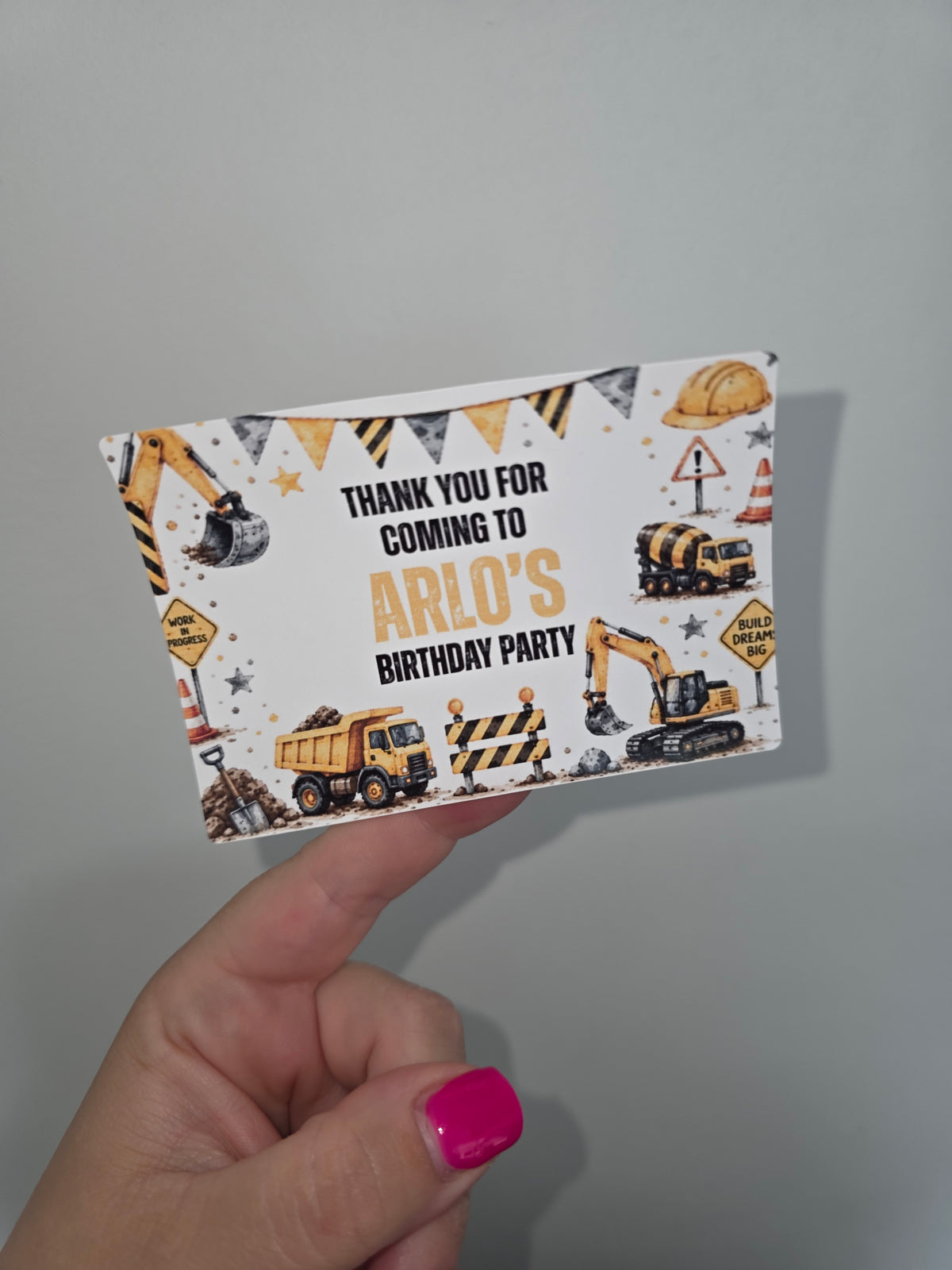 Rectangle Stickers | Construction Party Stickers | Party Bag Stickers