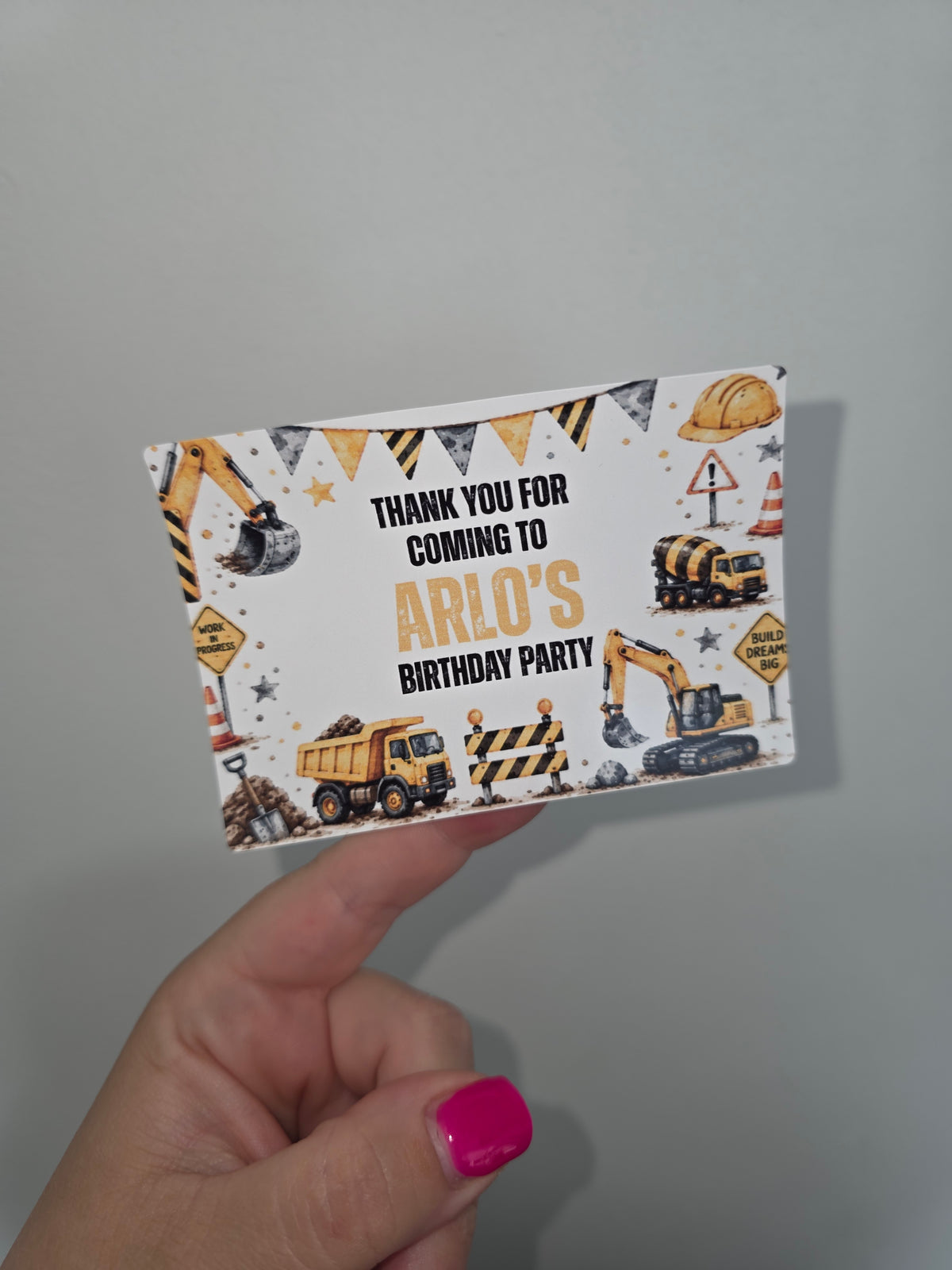 Rectangle Stickers | Construction Party Stickers | Party Bag Stickers