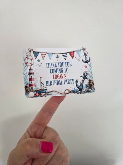 Rectangle Stickers | Sailor Party Stickers | Party Bag Stickers