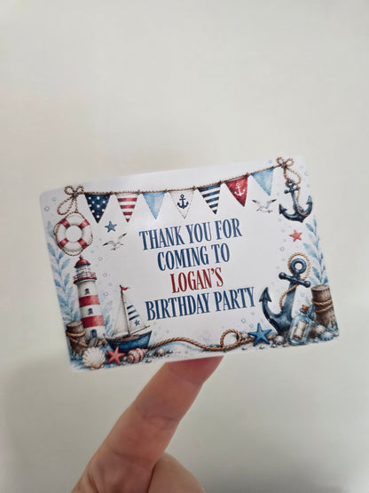 Rectangle Stickers | Sailor Party Stickers | Party Bag Stickers