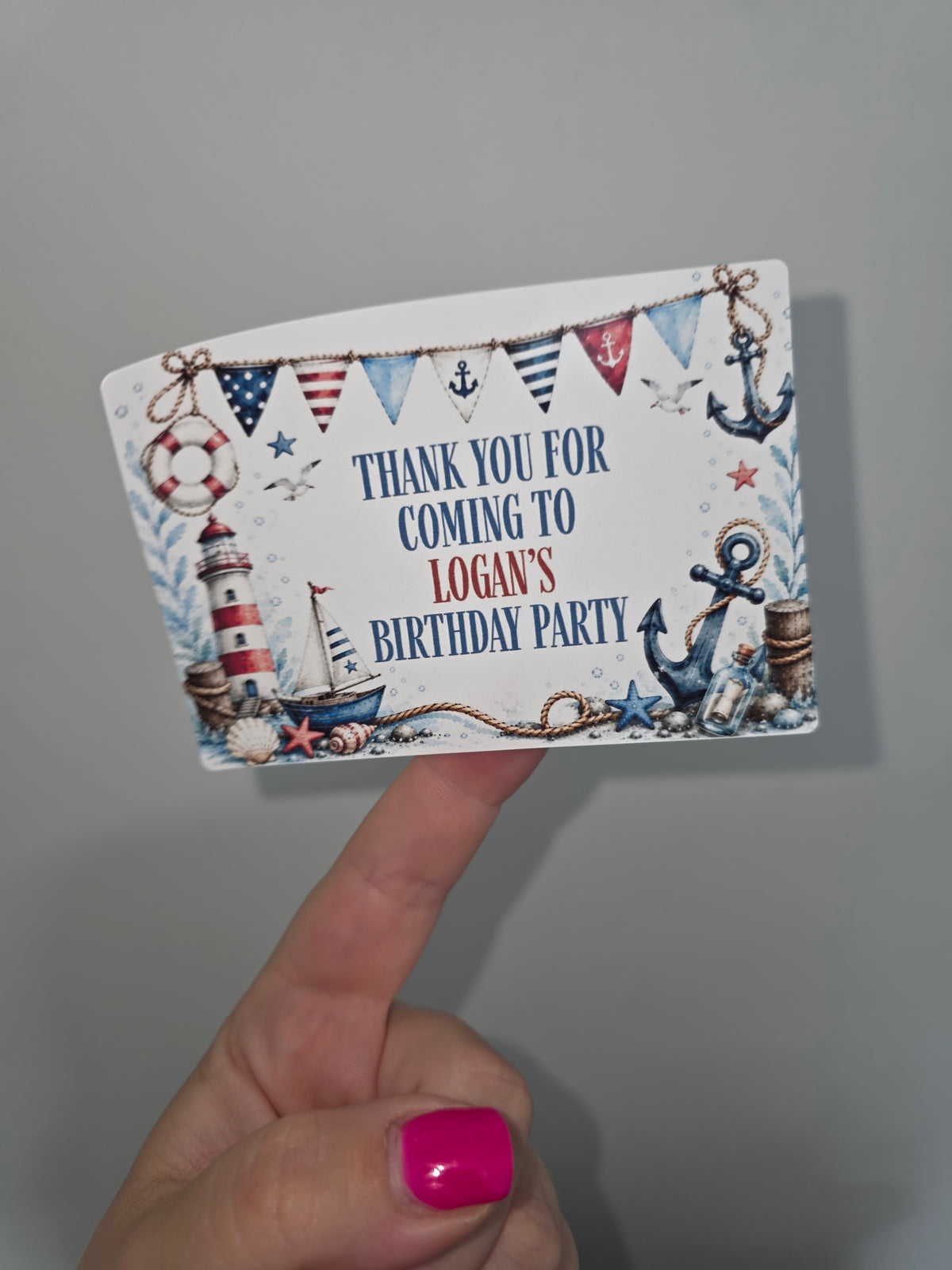 Rectangle Stickers | Sailor Party Stickers | Party Bag Stickers