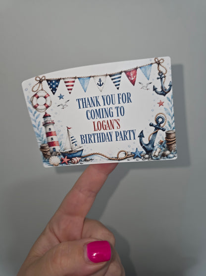 Rectangle Stickers | Sailor Party Stickers | Party Bag Stickers
