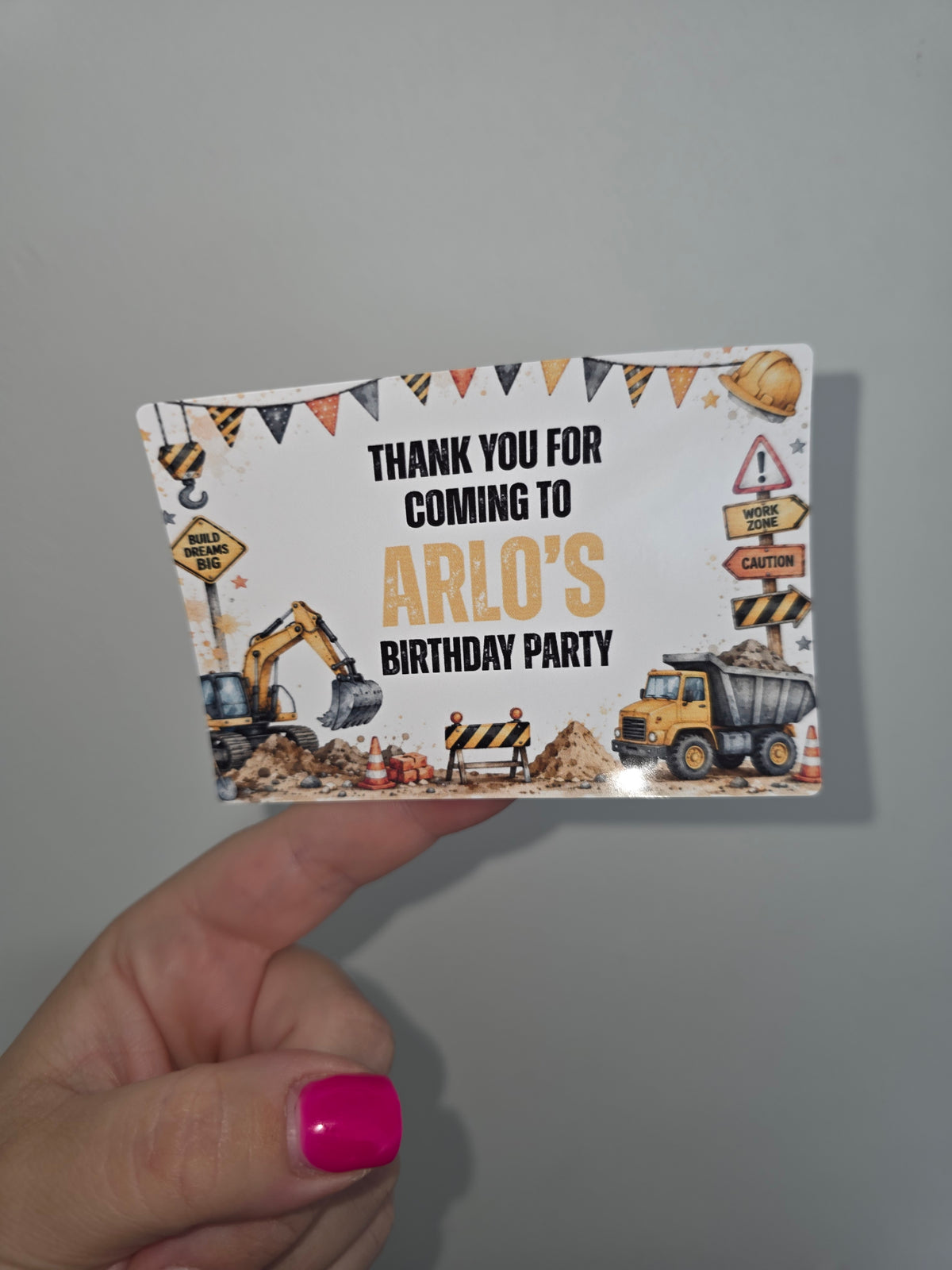 Rectangle Stickers | Construction Party Stickers | Party Bag Stickers
