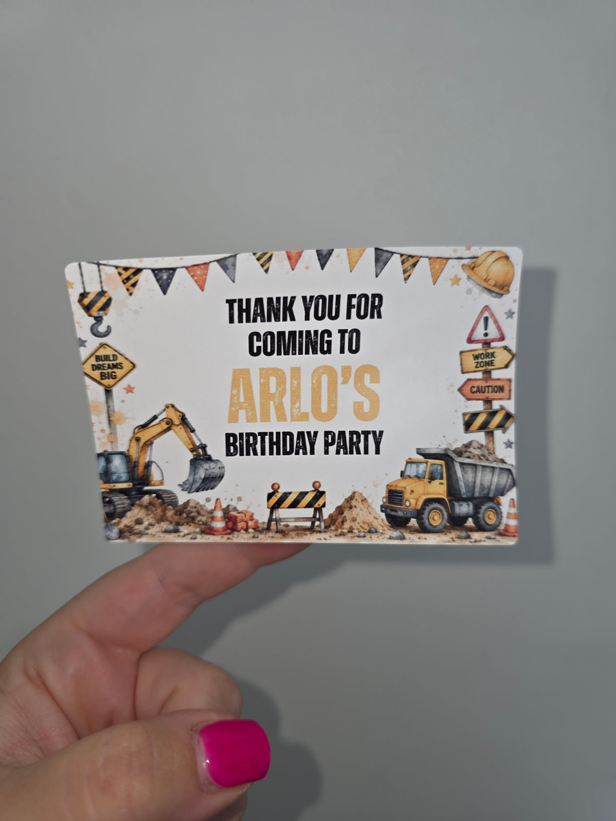 Rectangle Stickers | Construction Party Stickers | Party Bag Stickers