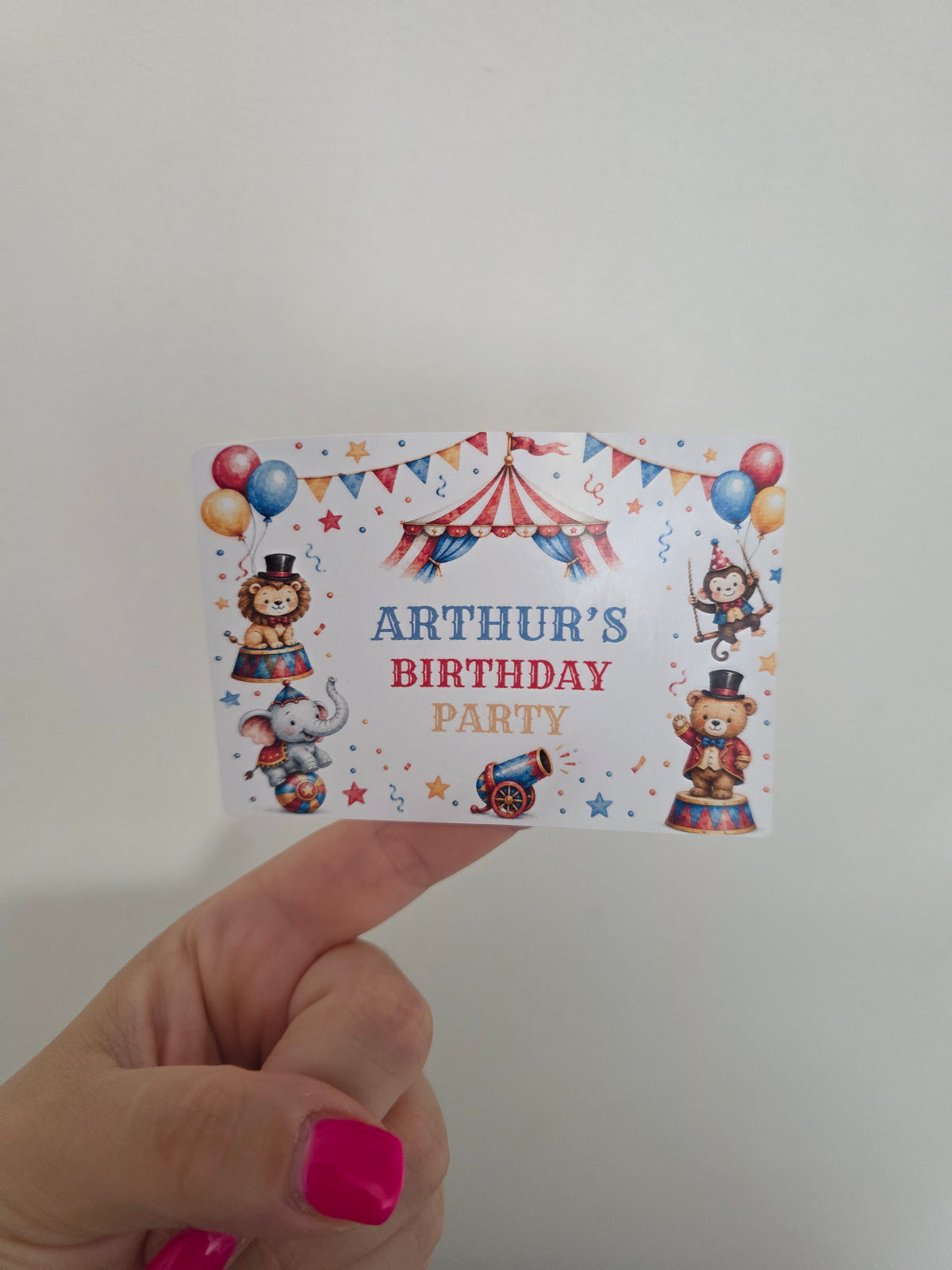 Rectangle Stickers | Circus Party Stickers | Party Bag Stickers