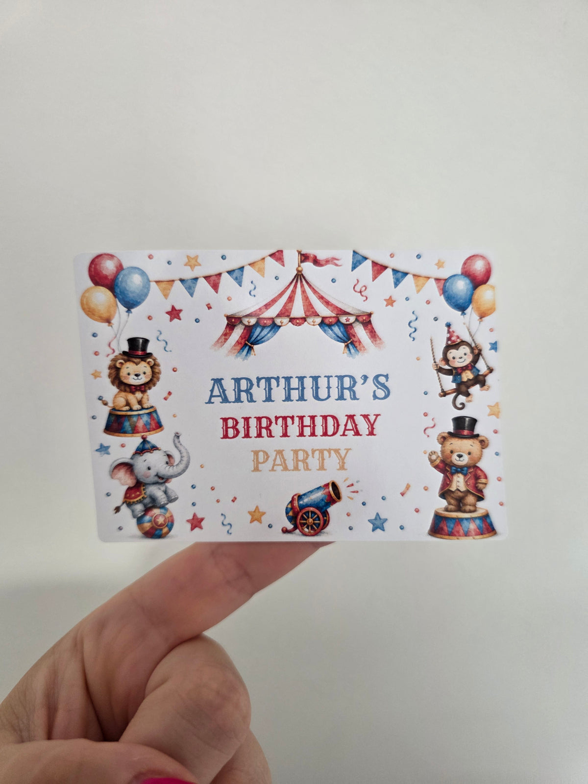 Rectangle Stickers | Circus Party Stickers | Party Bag Stickers