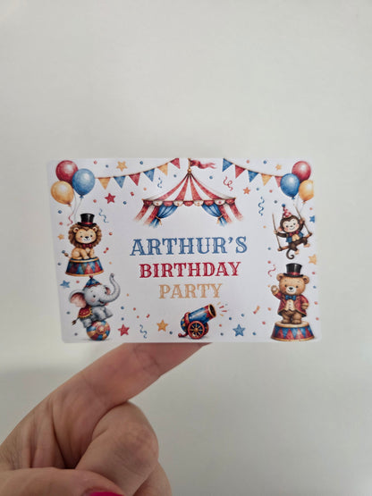 Rectangle Stickers | Circus Party Stickers | Party Bag Stickers