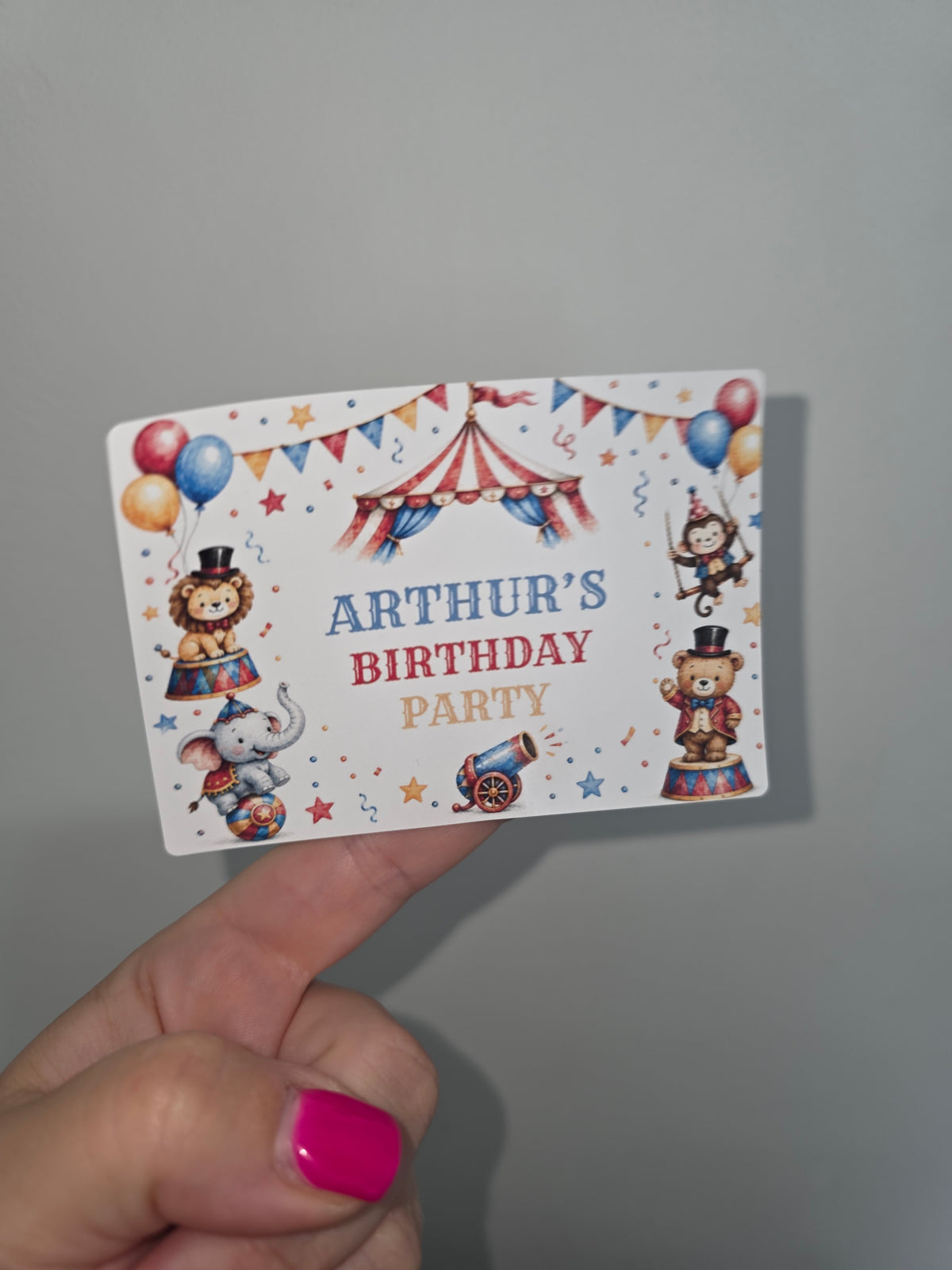 Rectangle Stickers | Circus Party Stickers | Party Bag Stickers