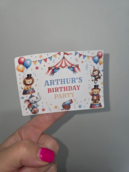 Rectangle Stickers | Circus Party Stickers | Party Bag Stickers