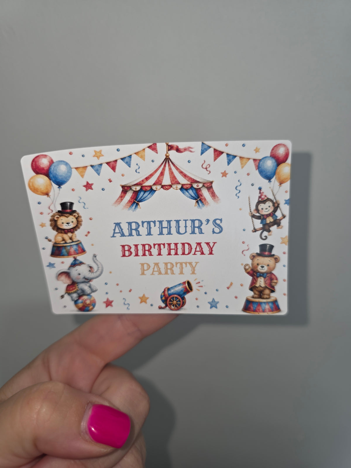 Rectangle Stickers | Circus Party Stickers | Party Bag Stickers