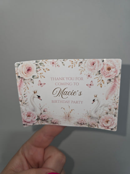 Rectangle Stickers | Swan Party Stickers | Party Bag Stickers