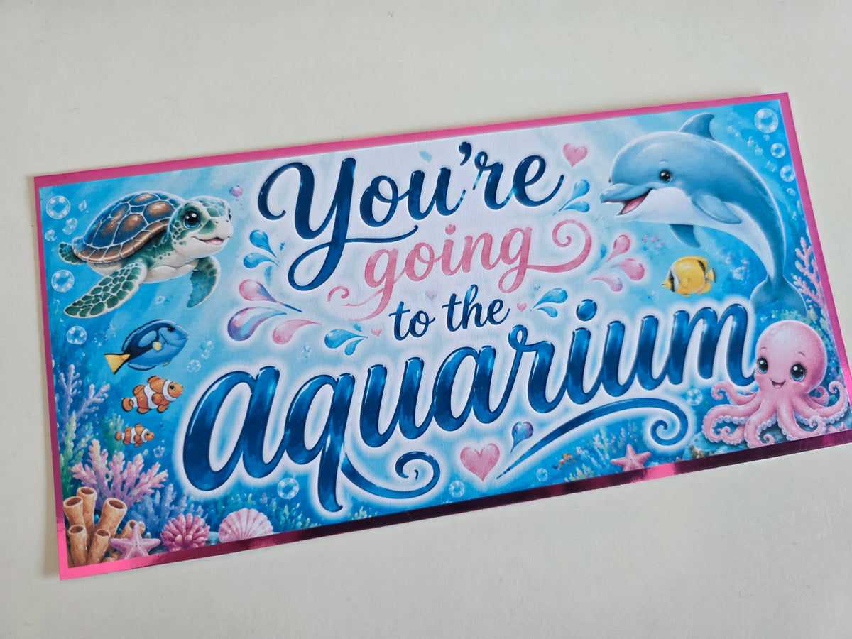SALE - Surprise Ticket Print | You're Going To The Aquarium | Ticket Pass Voucher Membership | Gift Idea