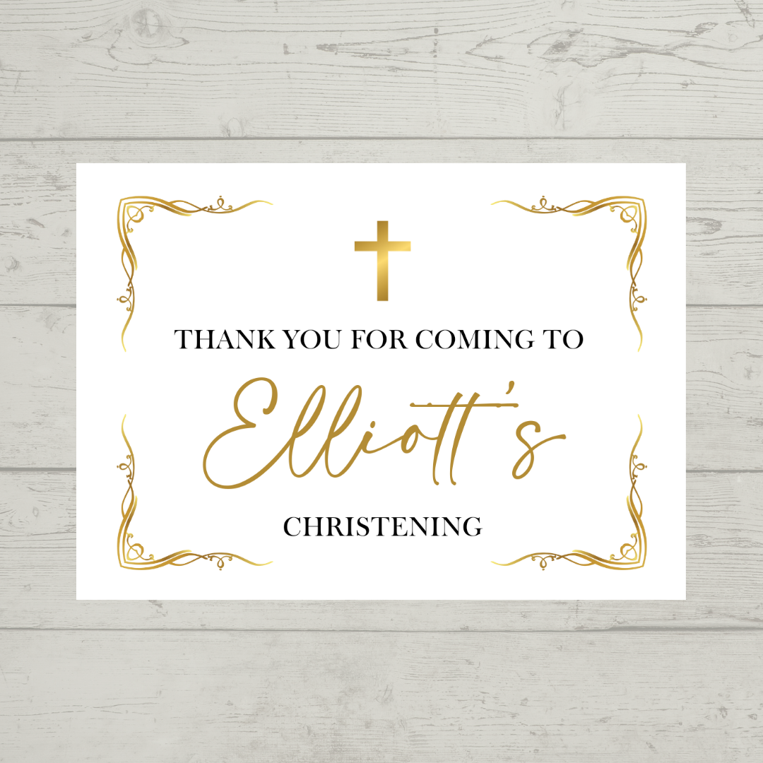 Rectangle Stickers | Gold & White Party Stickers | Birthday, Baby Shower, Christening, Wedding, Engagement Stickers | Party Bag Stickers