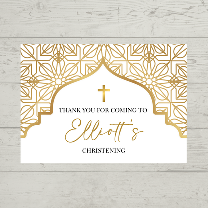 Rectangle Stickers | Gold & White Party Stickers | Birthday, Baby Shower, Christening, Wedding, Engagement Stickers | Party Bag Stickers