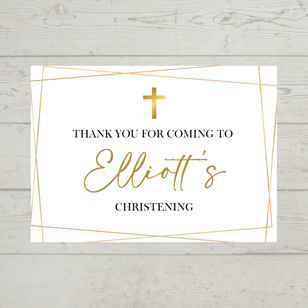 Rectangle Stickers | Gold & White Party Stickers | Birthday, Baby Shower, Christening, Wedding, Engagement Stickers | Party Bag Stickers
