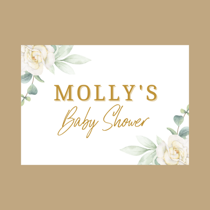 Rectangle Stickers | Greenery White Rose Floral Party Stickers | Birthday, Baby Shower, Christening, Wedding, Hen Party Stickers | Party Bag Stickers