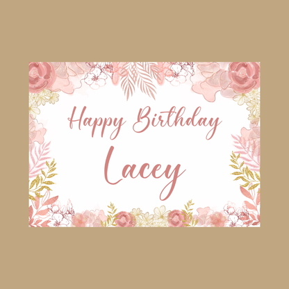 Rectangle Stickers | Blush Pink & Gold Floral Party Stickers | Birthday, Baby Shower, Christening, Wedding Party Stickers | Party Bag Stickers