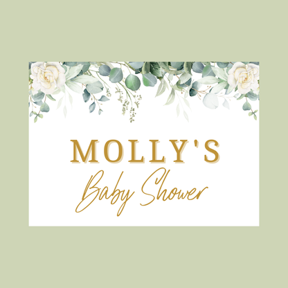 Rectangle Stickers | Greenery Leaf White Rose Party Stickers | Birthday, Baby Shower, Christening, Wedding Stickers | Party Bag Stickers