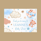 Rectangle Stickers | Blue Teddy Bear Balloon Clouds Party Stickers | Birthday, Baby Shower, Christening Stickers | Party Bag Stickers