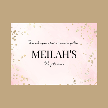 Rectangle Stickers | Pink & Gold Party Stickers | Birthday, Baby Shower, Christening Stickers | Party Bag Stickers