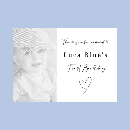 Rectangle Stickers | Black & White Photo Party Stickers |  Christening, Baby Shower, First Birthday Party Stickers | Party Bag Stickers