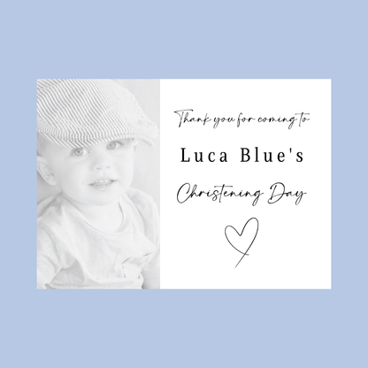 Rectangle Stickers | Black & White Photo Party Stickers |  Christening, Baby Shower, First Birthday Party Stickers | Party Bag Stickers