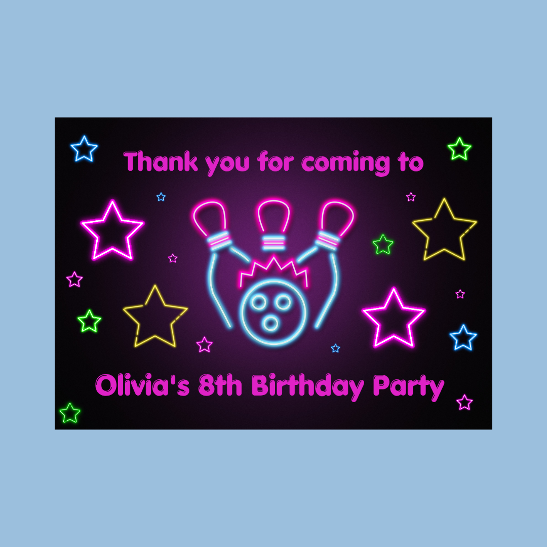 Rectangle Stickers | Party Stickers | Bowling Birthday Party Stickers | Party Bag Stickers