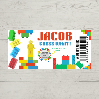 Surprise Ticket Print | Personalised Brick Scratch Reveal Ticket Voucher | Gift Idea