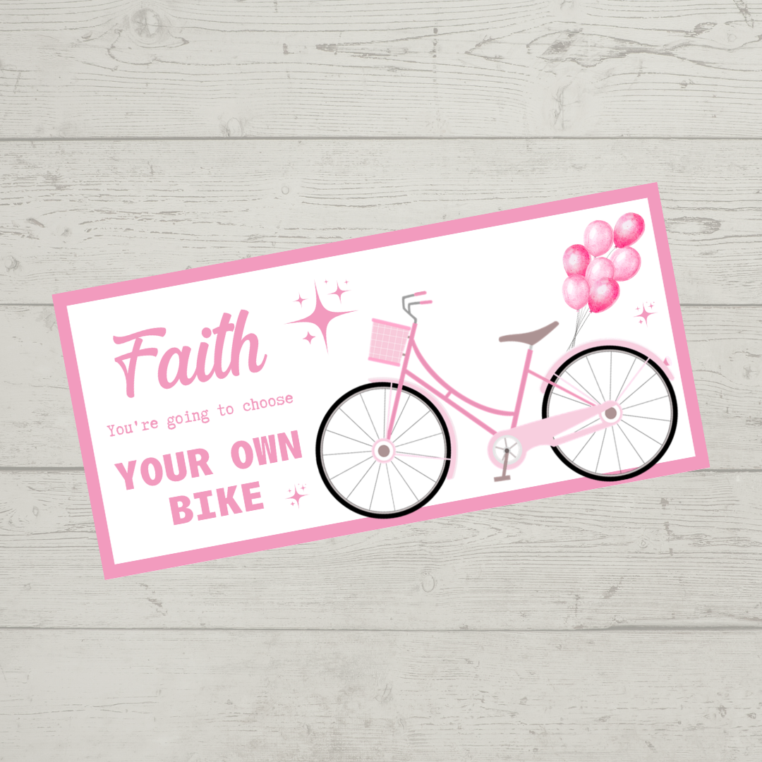 Surprise Ticket Print | Personalised Bike Ticket Voucher | Gift Idea