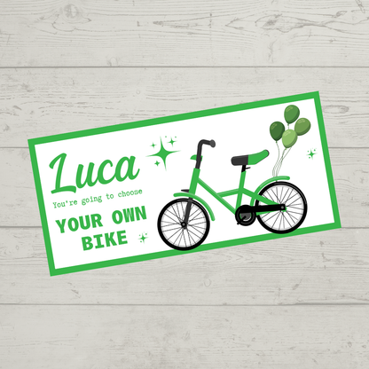 Surprise Ticket Print | Personalised Bike Ticket Voucher | Gift Idea