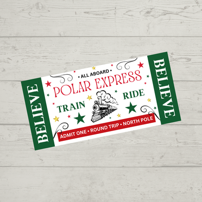 Surprise Christmas Ticket Print | Polar Express Train Christmas Ticket Voucher | Gift Idea - Dinky Designs