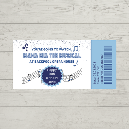Surprise Ticket Print | Personalised Musical Ticket Voucher | Gift Idea