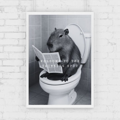 Bathroom Print | Welcome To The Thinking Spot | Capybara Print | Bathroom Decor - Dinky Designs