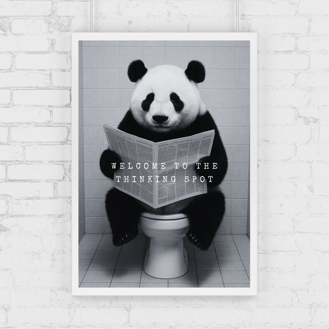 Bathroom Print | Welcome To The Thinking Spot | Panda Print | Bathroom Decor - Dinky Designs
