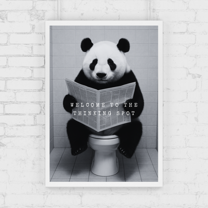 Bathroom Print | Welcome To The Thinking Spot | Panda Print | Bathroom Decor - Dinky Designs