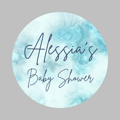 Blue Marble Party Circle Stickers | Baby Shower, Birthday Party Stickers | Blue Marble Party Bag Labels