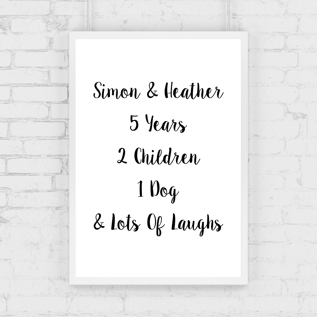 Family Print | Personalised Couple Print | Life Print | Family Gift - Dinky Designs
