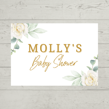 Rectangle Stickers | Greenery White Rose Floral Party Stickers | Birthday, Baby Shower, Christening, Wedding, Hen Party Stickers | Party Bag Stickers