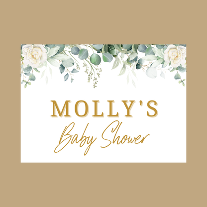 Rectangle Stickers | Greenery Leaf White Rose Party Stickers | Birthday, Baby Shower, Christening, Wedding Stickers | Party Bag Stickers