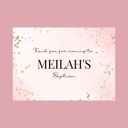 Rectangle Stickers | Pink & Gold Party Stickers | Birthday, Baby Shower, Christening Stickers | Party Bag Stickers