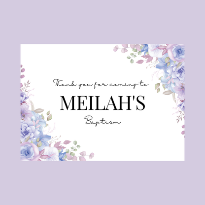 Rectangle Stickers | Purple Floral Party Stickers | Birthday, Baby Shower, Christening Stickers | Party Bag Stickers