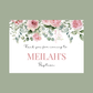 Rectangle Stickers | Pink Floral Roses Party Stickers | Birthday, Baby Shower, Christening Stickers | Party Bag Stickers