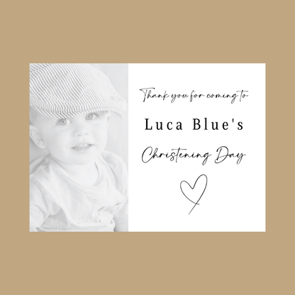 Rectangle Stickers | Black & White Photo Party Stickers |  Christening, Baby Shower, First Birthday Party Stickers | Party Bag Stickers