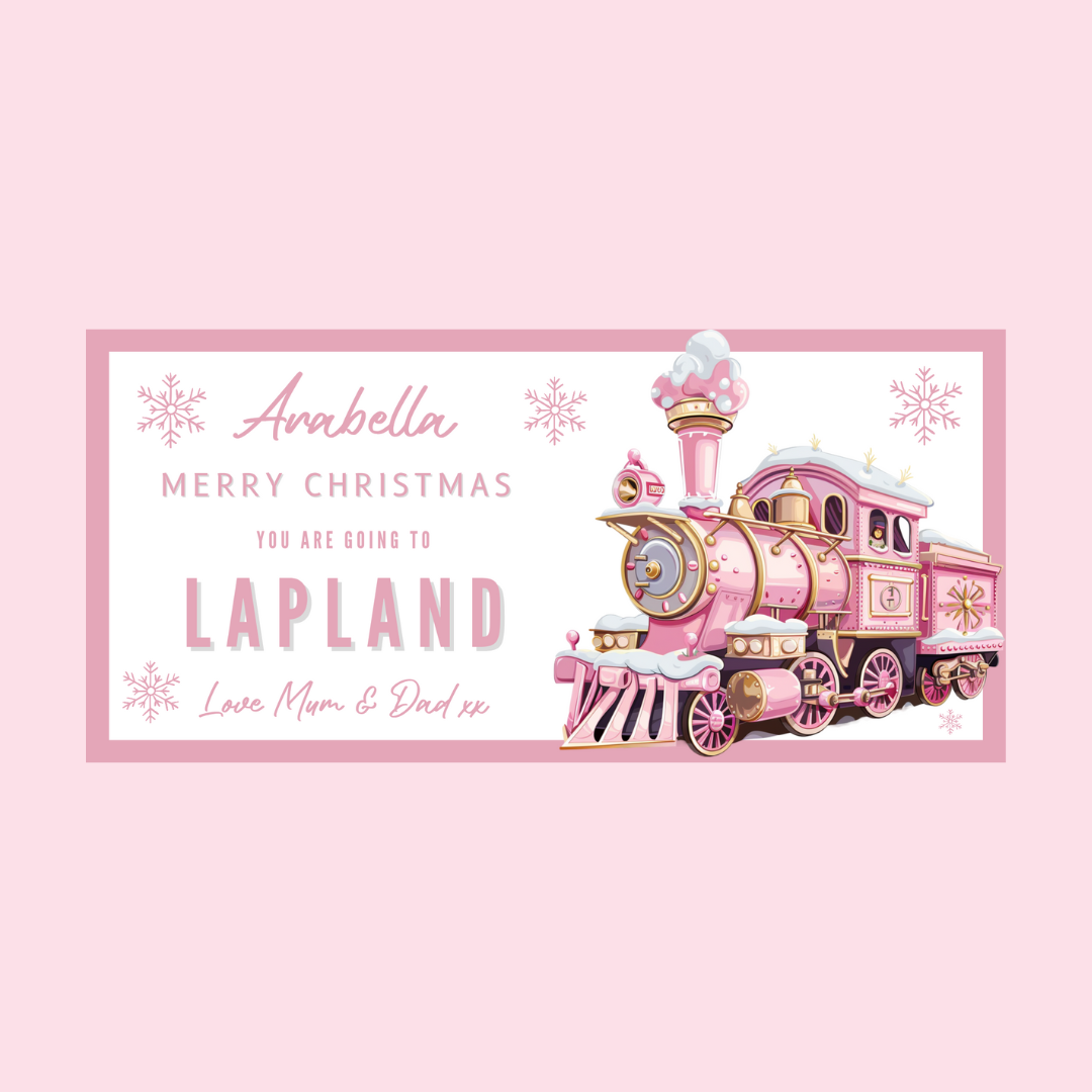 Surprise Christmas Ticket Print | Personalised Pink Train Christmas Ticket Voucher | Gift Idea