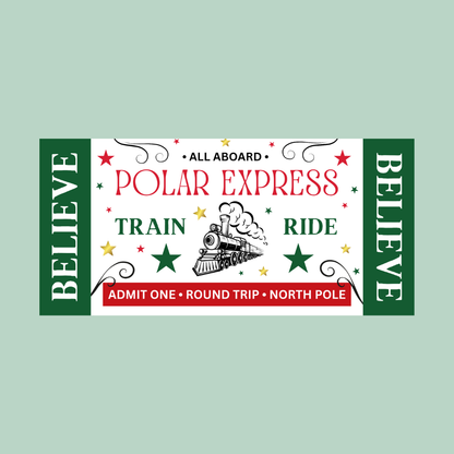 Surprise Christmas Ticket Print | Polar Express Train Christmas Ticket Voucher | Gift Idea - Dinky Designs