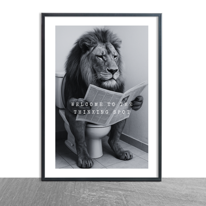 Bathroom Print | Welcome To The Thinking Spot | Lion Print | Bathroom Decor