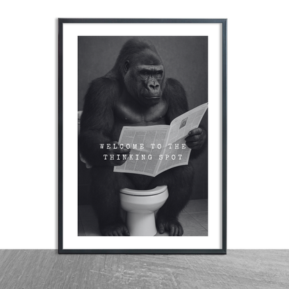 Bathroom Print | Welcome To The Thinking Spot | Gorilla Print | Bathroom Decor - Dinky Designs